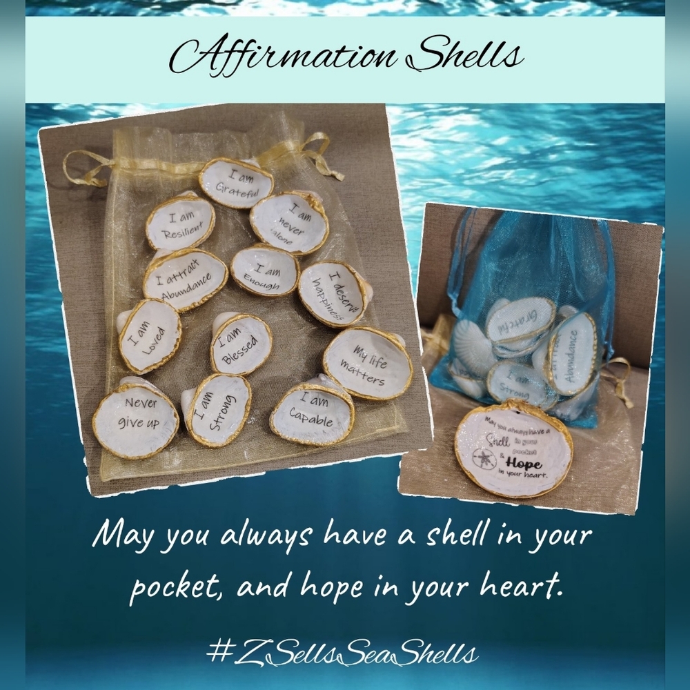 Set of 12 Affirmation shells (made with real seashells)